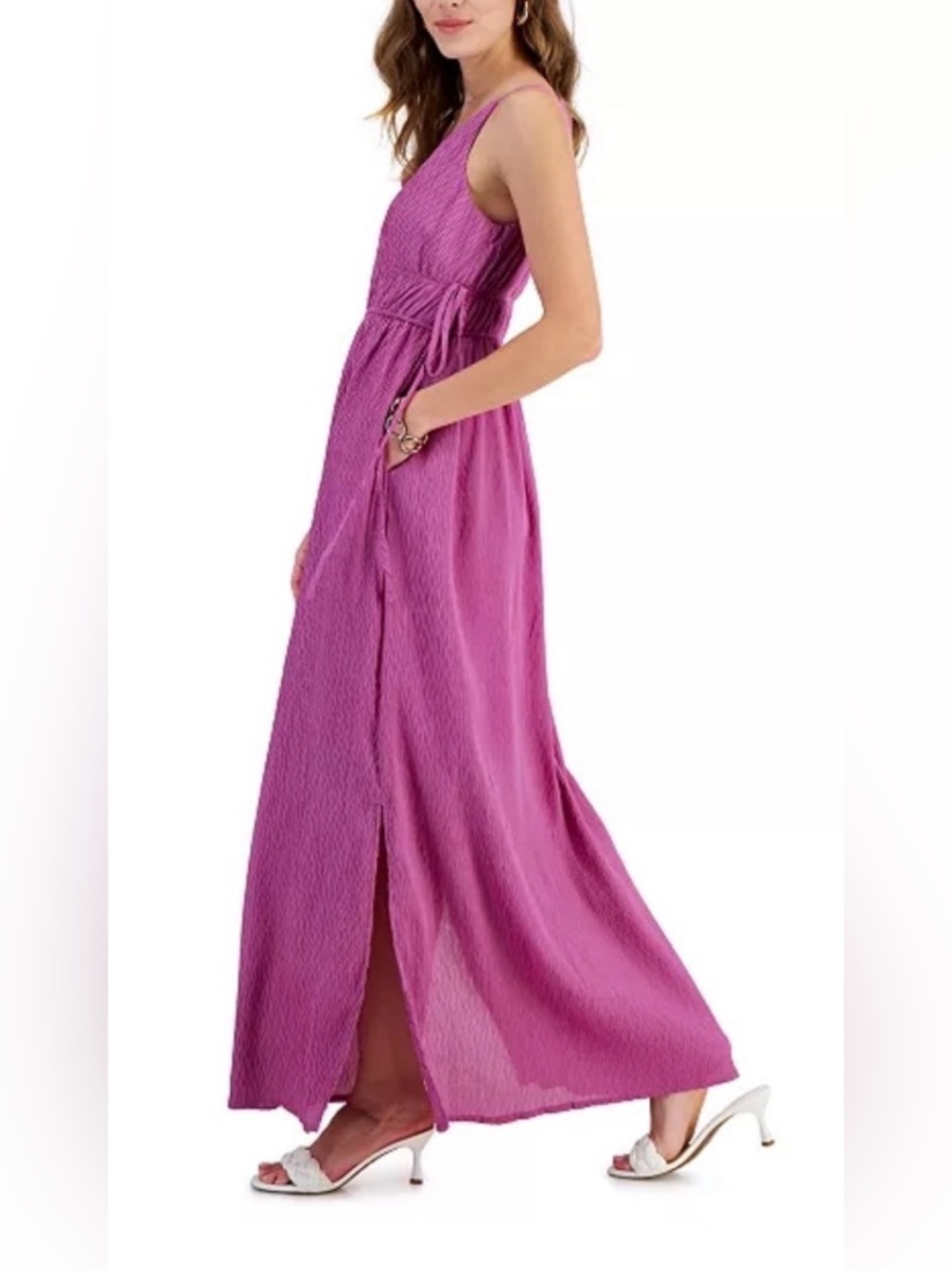 Taylor Women's Sleeveless V-Neck Side-Slit Orchid Stretch Maxi Dress Size L NWT